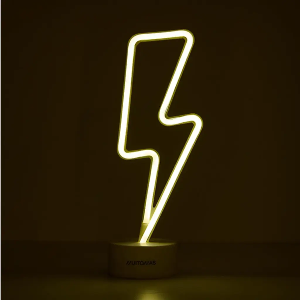 Muitomas Lampada Neon Da Tavolo BOLT White NEONTBOLT.webp