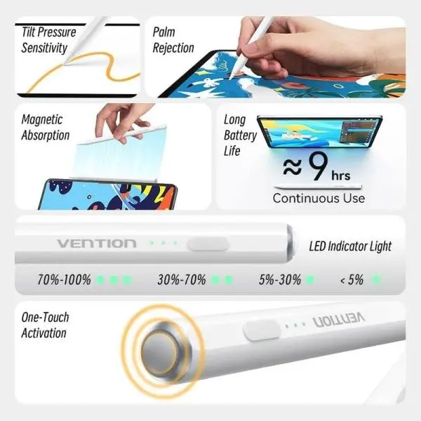 Vention Smart Pencil per iPad White (KQGW0).webp