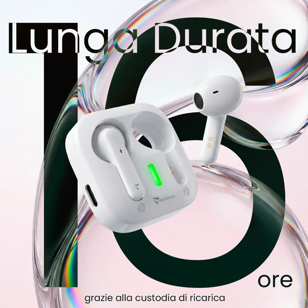 Techmade Auricolari Bluetooth Con Box Di Ricarica Super Slim White TM-T51-WH.webp