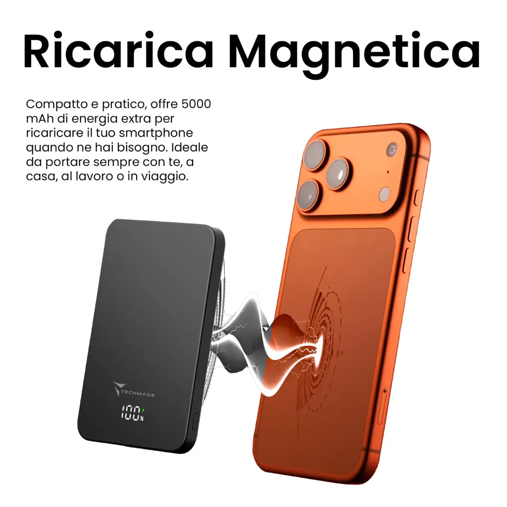 Techmade Power Bank 5000 mAh Magsafe e USB-C Black TM-SP3112-BK.webp