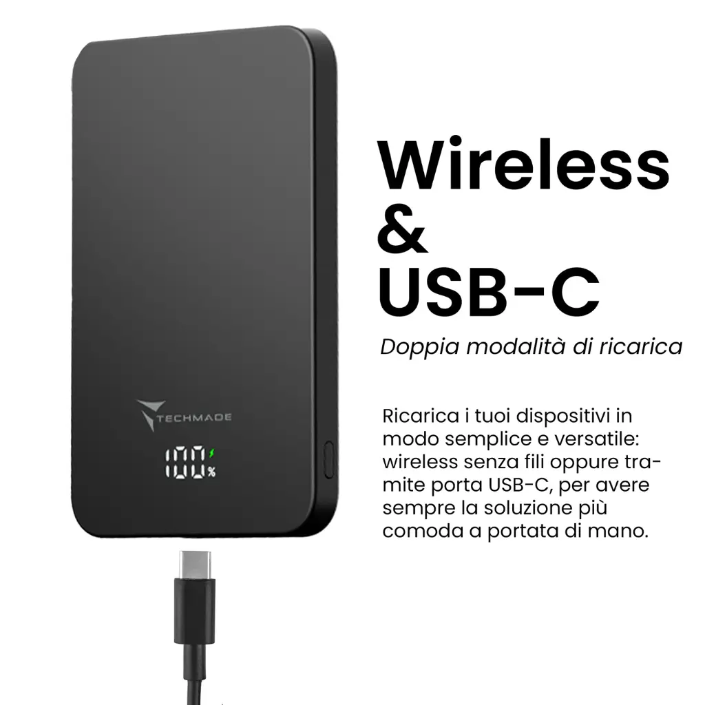 Techmade Power Bank 5000 mAh Magsafe e USB-C Black TM-SP3112-BK.webp