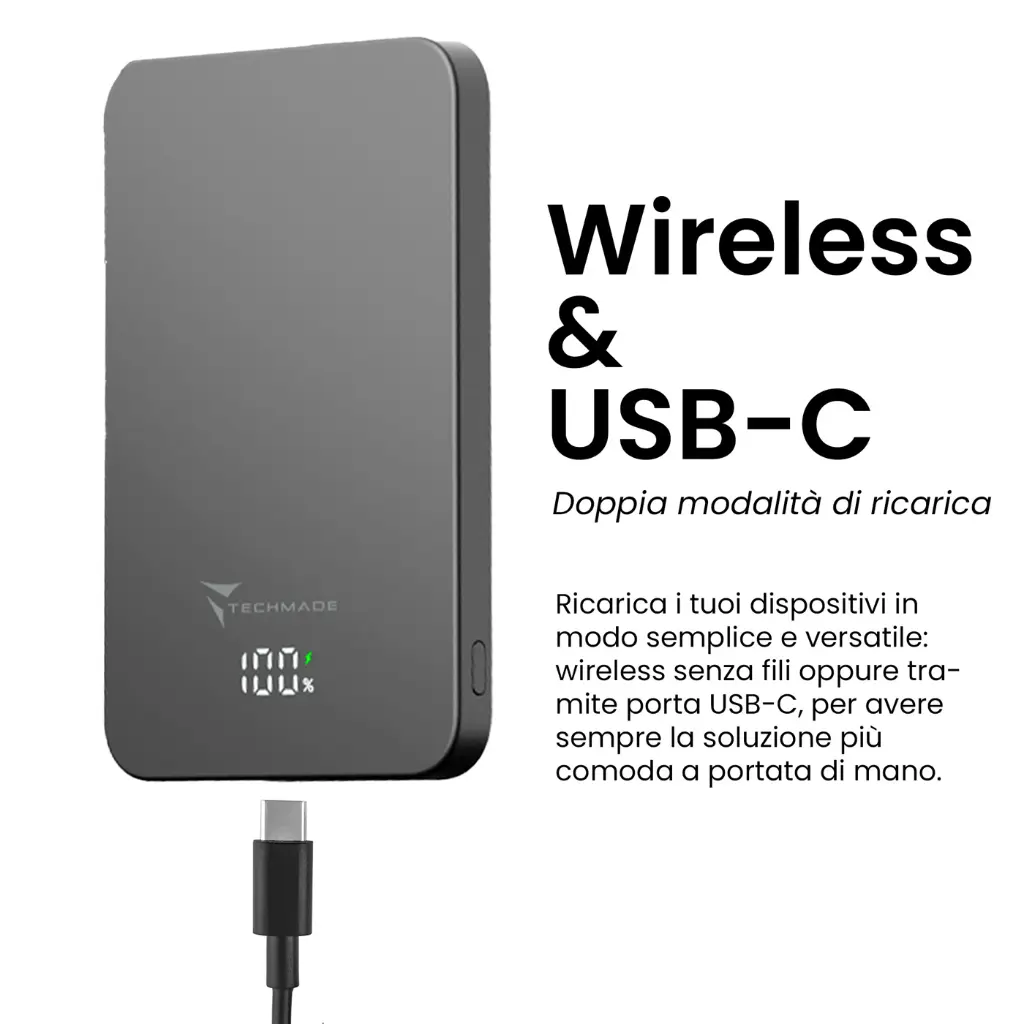 Techmade Power Bank 5000mAh Magsafe e USB-C Gray (TM-SP3112-GY).webp