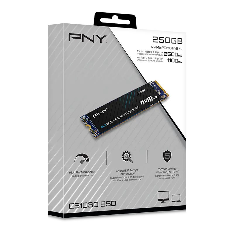 PNY SSD 250GB M.2 NVMe CS1030 M280CS1030-250-RB.webp
