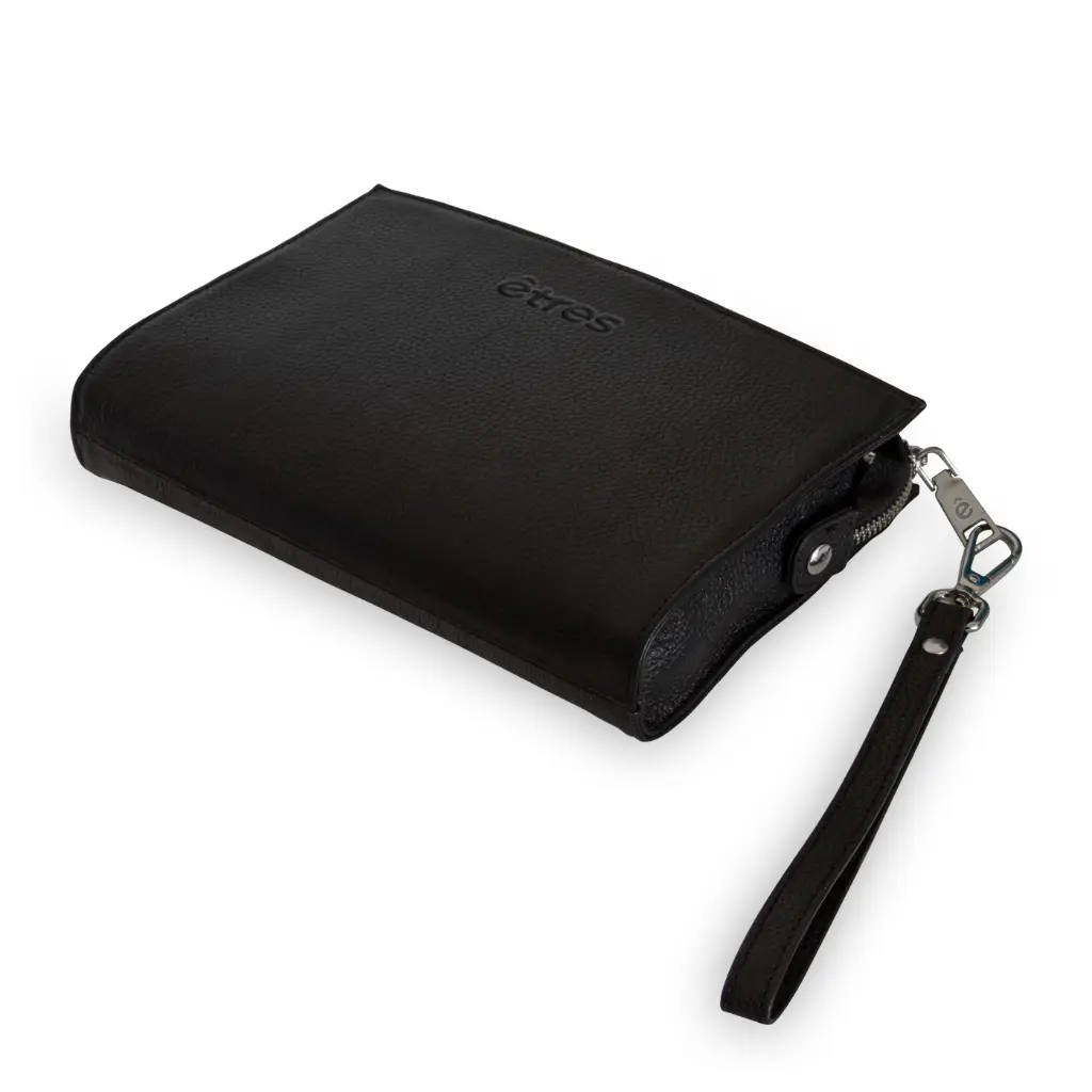 Etres Pochette in Semipelle con Zip e Tracolla Black ET-HB001.webp