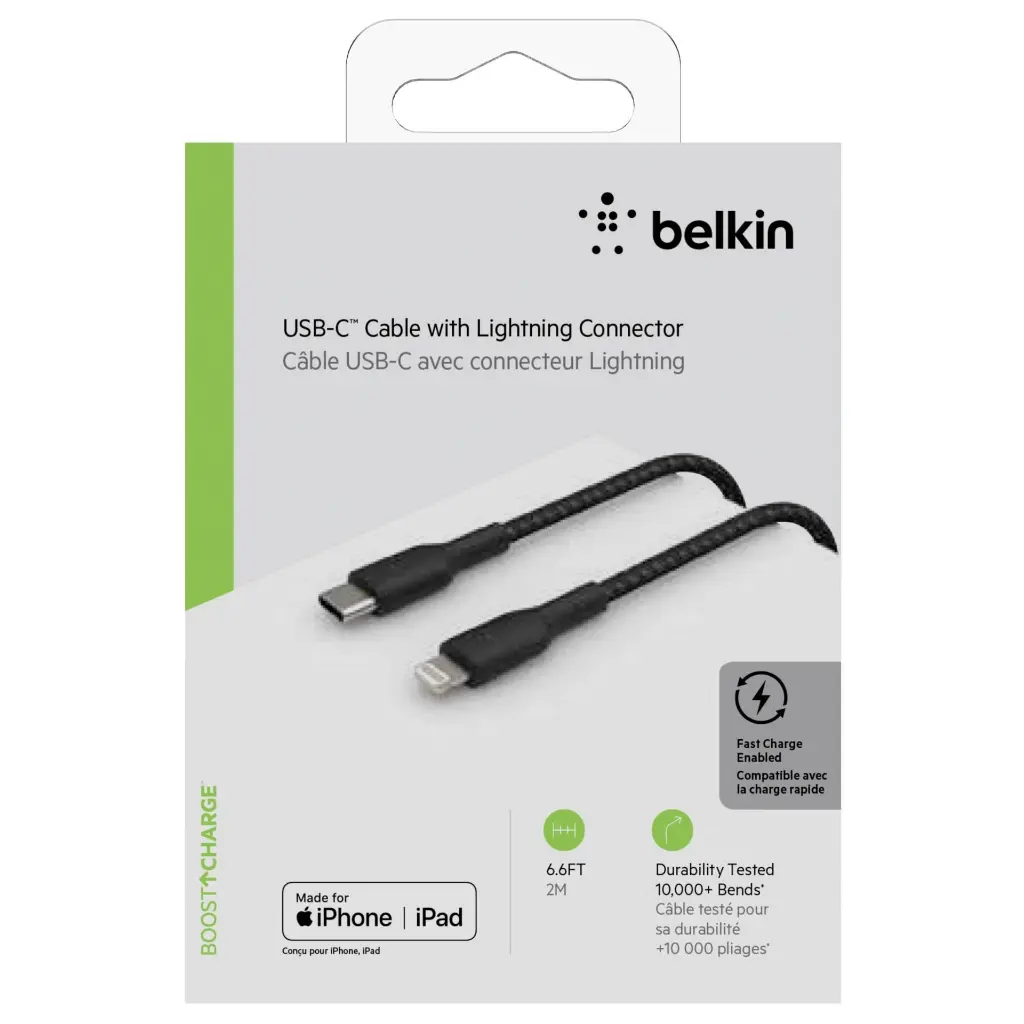 Belkin Cavo Dati Type-C to Lightning 2m In Nylon Black (MFI) CAA004BT2MBK.webp