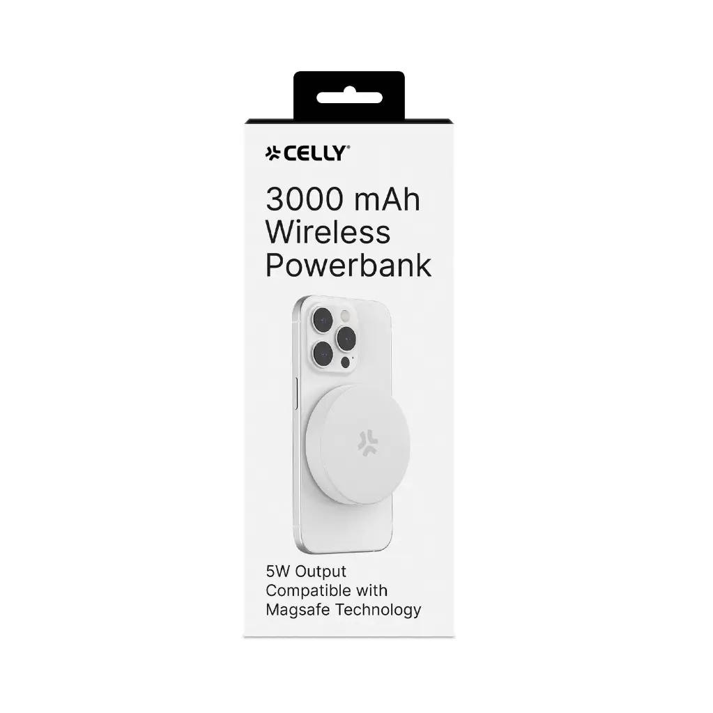 Celly Power Bank 3000mAh 5W Con MagSafe White MAGPB3000WH.webp