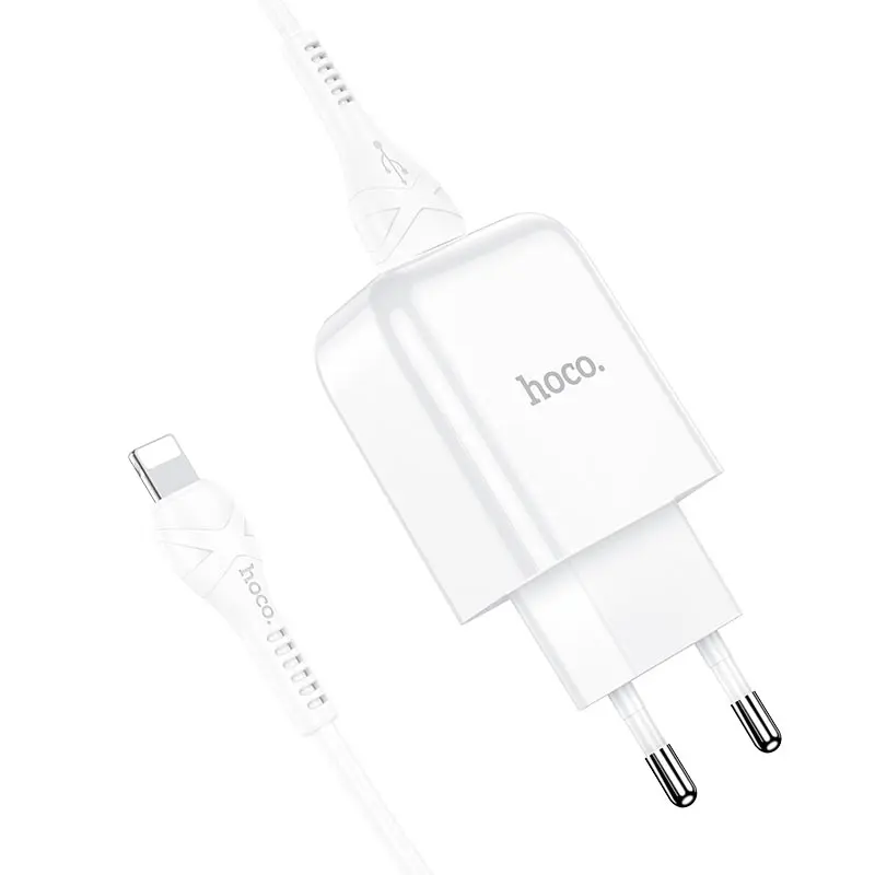Hoco Caricabatterie USB Con Cavo Lightning White N2.webp