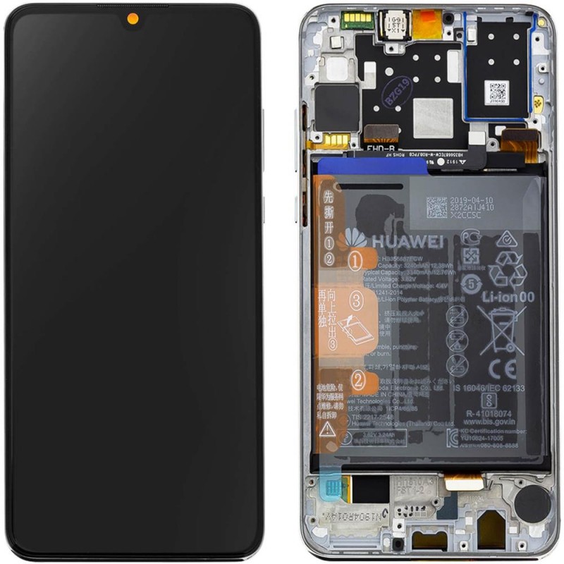 Huawei Display LCD P30 Lite New Edition White Con Batteria (MAR-L01BX MAR-L21BX) 02353FQB