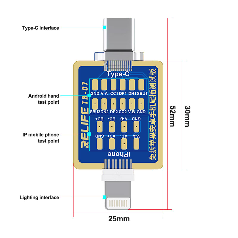 Relife Board Charing Test Type-C and Lightning TB-07