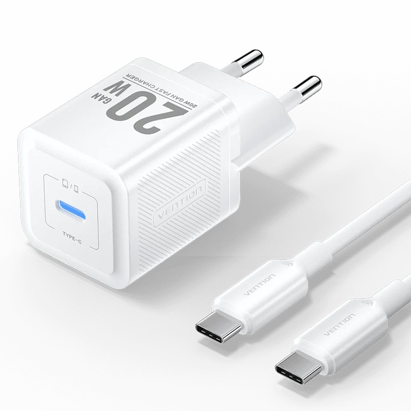 Vention Charger USB-C 20W GaN + Cavo Type-C To Type-C (1 m) White TZ-FEPB0-EU-01