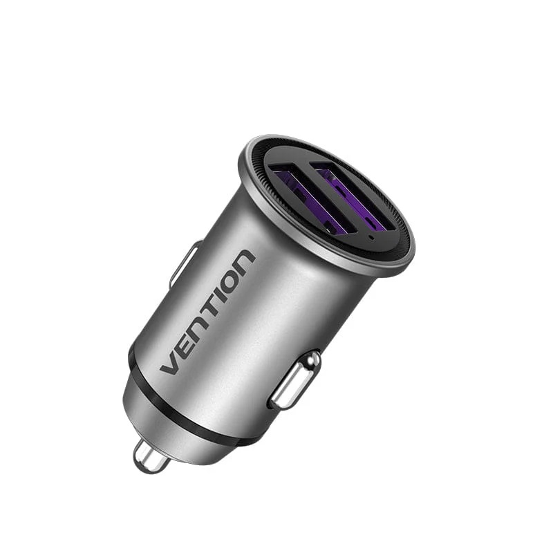 Vention Caricabatterie per Auto 2 Porte (2 USB) 30W Mini Alluminum Gray FFEH0