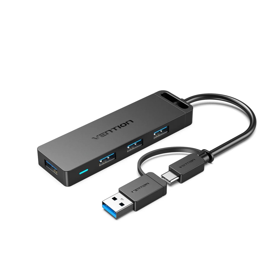 Vention Hub 2 in 1 USB & Type-C, 4 USB 3.0 Black CHTBB