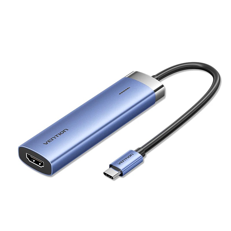 Vention Hub Type-C 5 in 1 con 3 Porte USB, 1 HDMI, 1 USB-C PD 0,15 mt Blue Aluminum Alloy Type TGESB