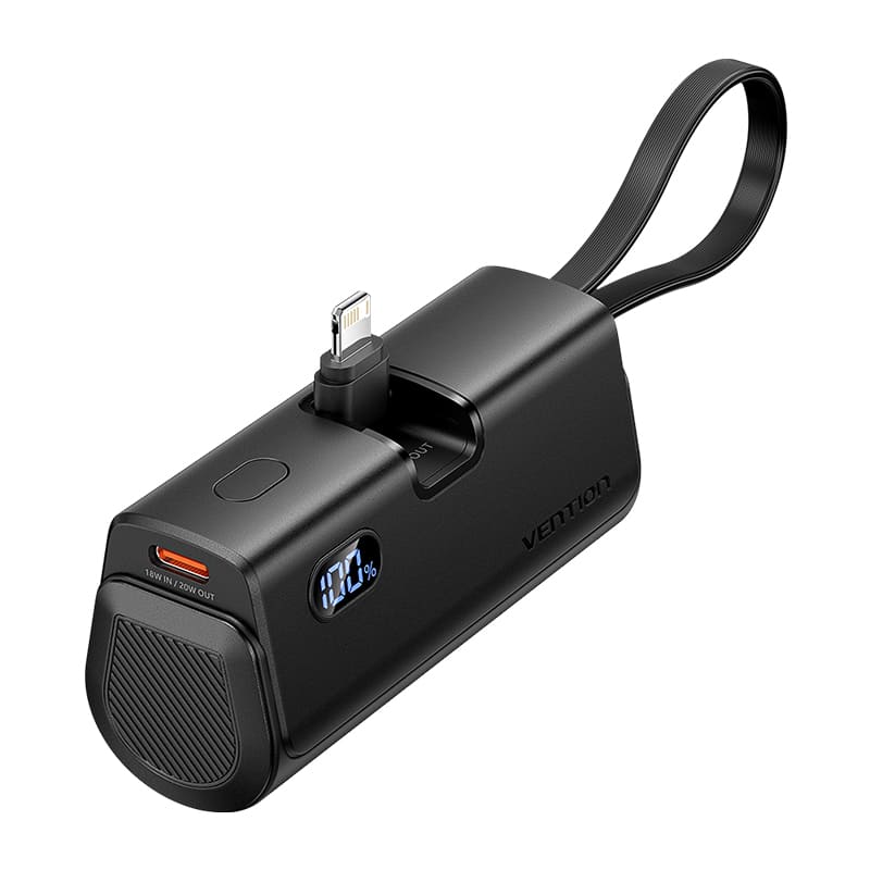 Vention Power Bank 4800mAh 22.5W Foldable Lightning with Data Cable  Type-C Black FHRB0