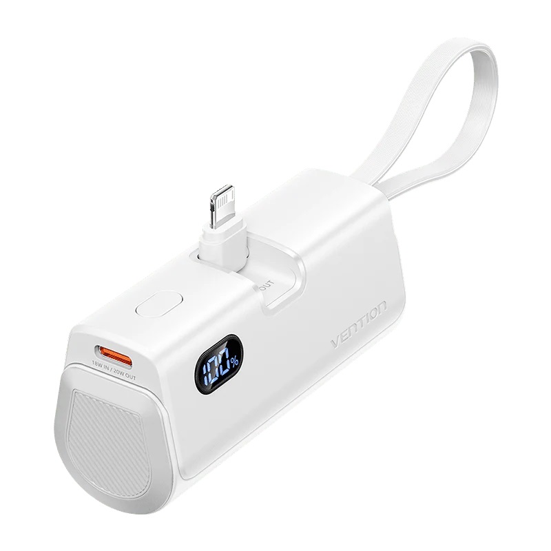 Vention Power Bank 4800mAh 22.5W Foldable Lightning with Data Cable Type-C White FHRW0