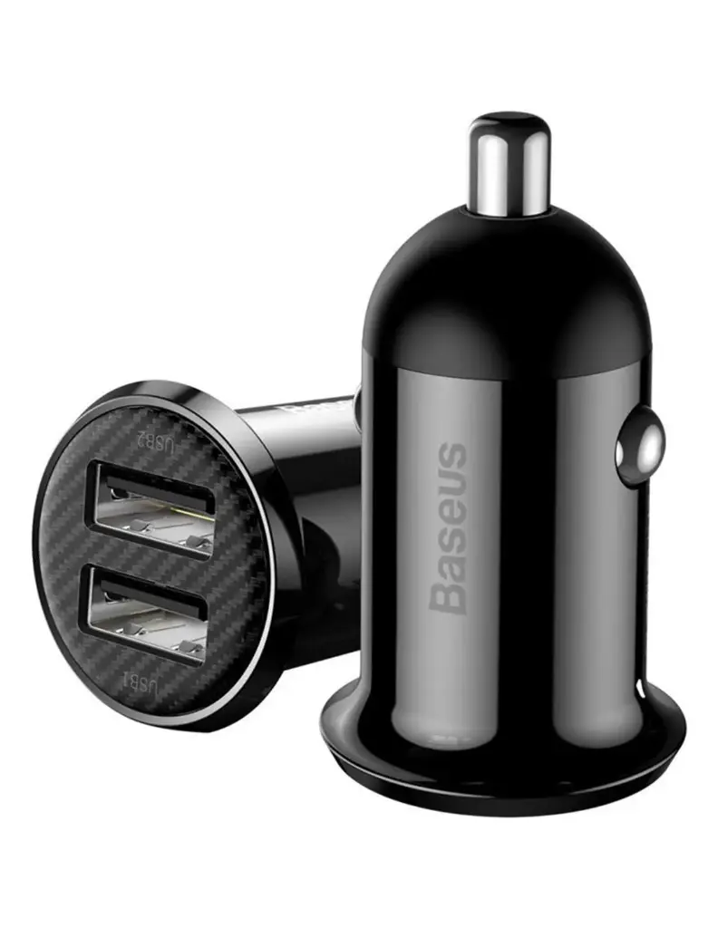 Baseus Caricabatterie per Auto 2 Porte (2 USB) 12W Grain Pro 4.8A Black CCALLP-01