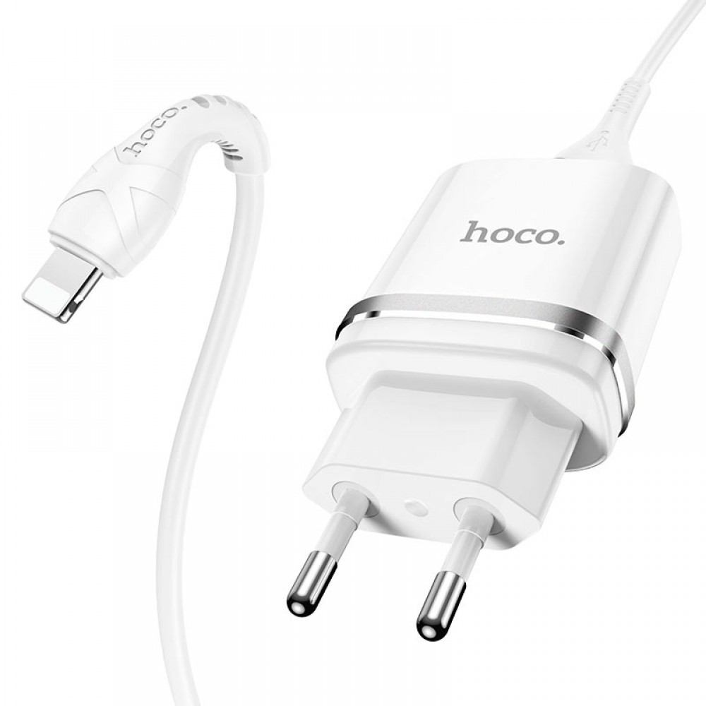 Hoco charger USB + data cable Lightning 2.4A white N1