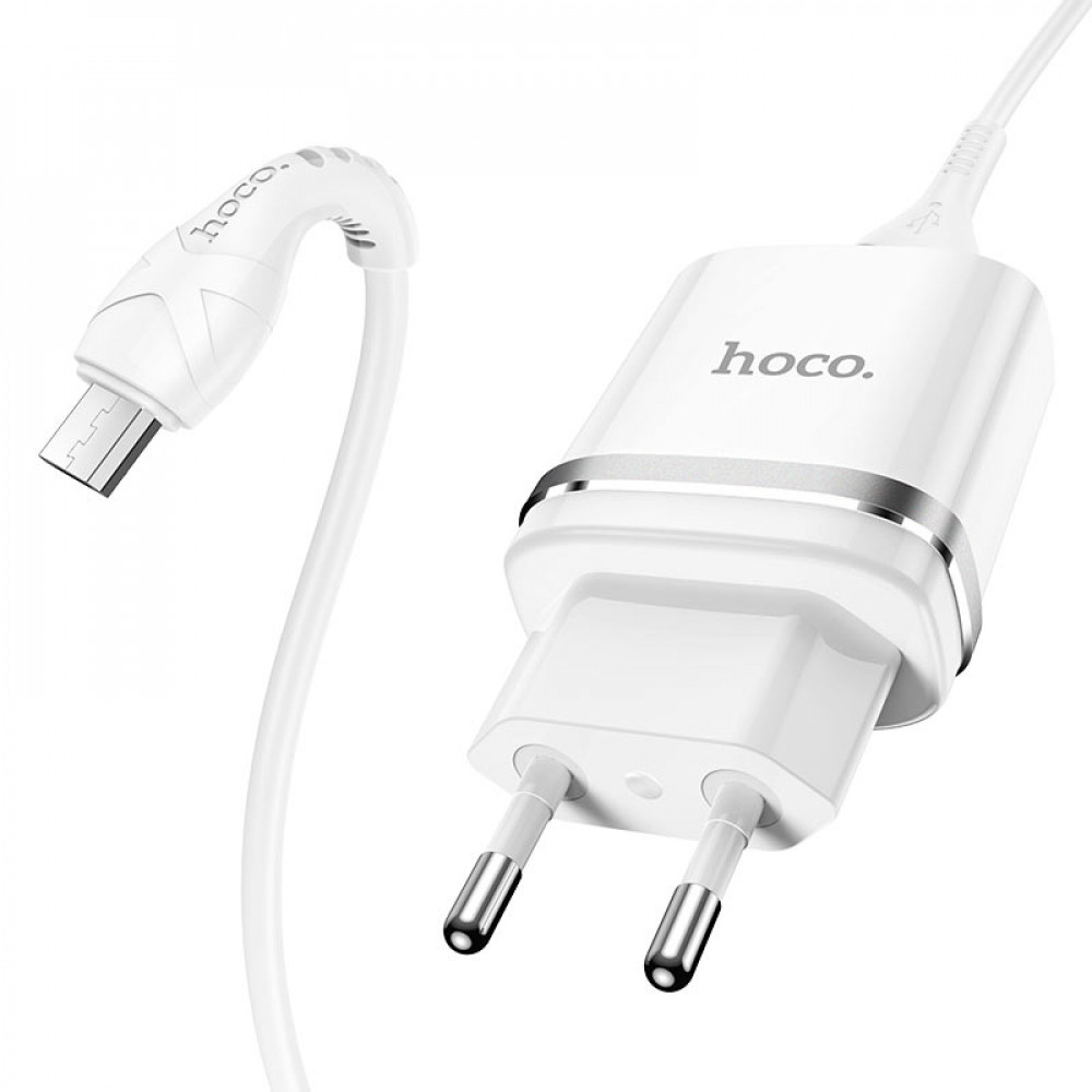 Hoco Caricabatterie USB 2.4A + Cavo Dati micro USB white N1