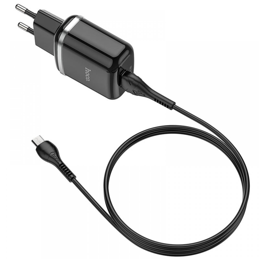 Hoco USB Caricabatterie 18W + Cavo Dati micro USB black N3