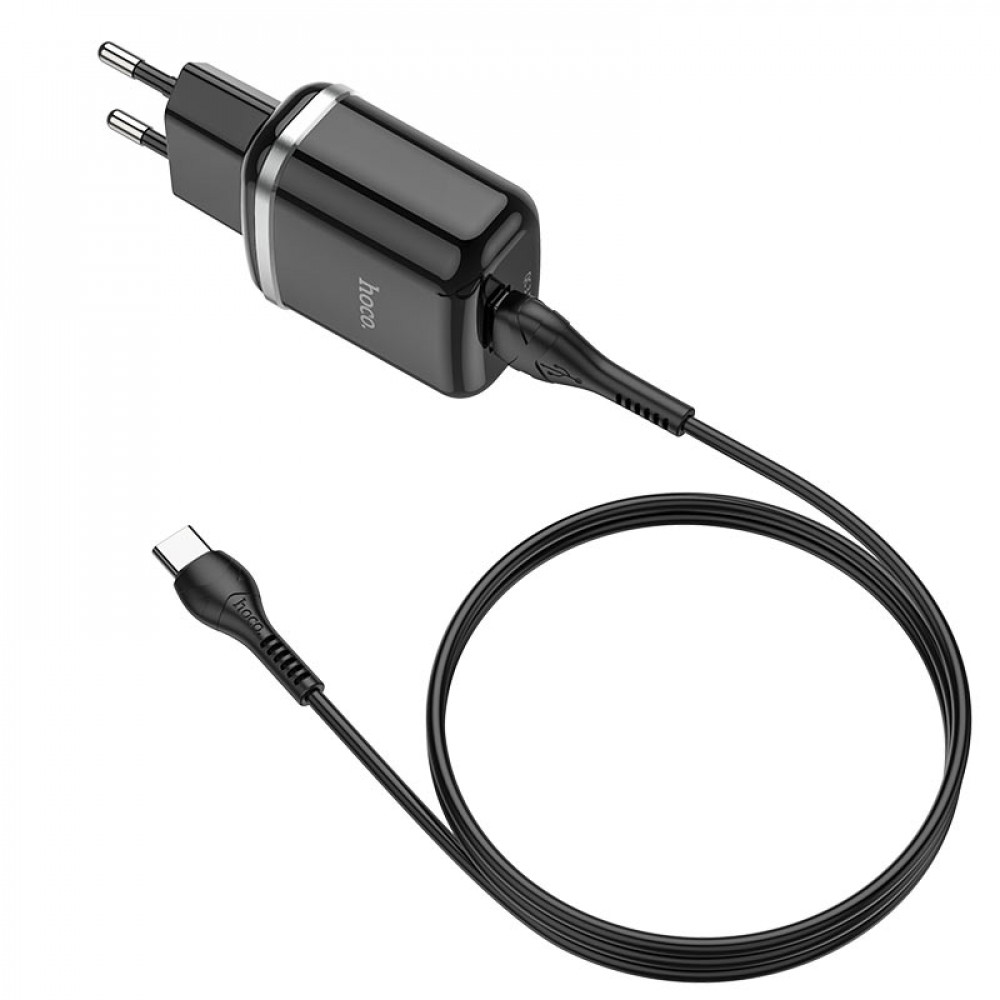 Hoco Caricabatterie USB 18W + cable Type-C black N3