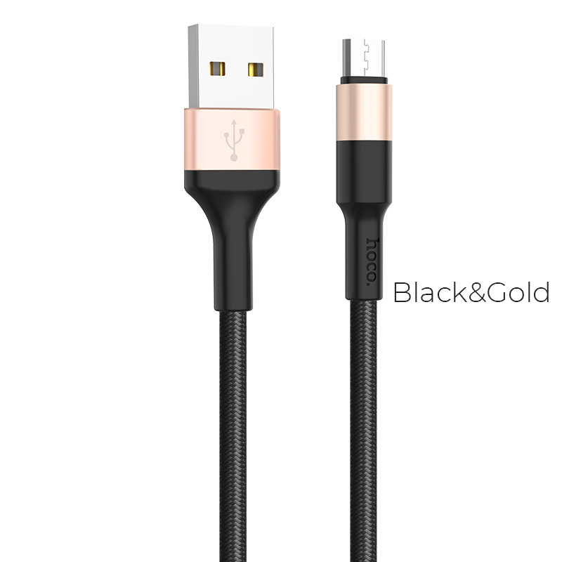 Hoco Cavo Dati micro USB X26 nylon 1mt black gold