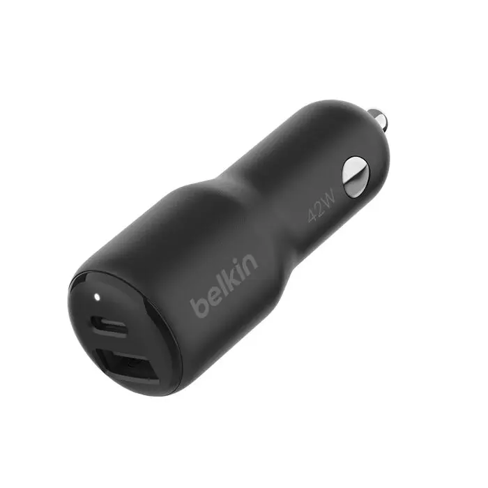 Belkin Charger for Auto 2 Porte (USB+USB-C) 42W Black CCB005BTBK