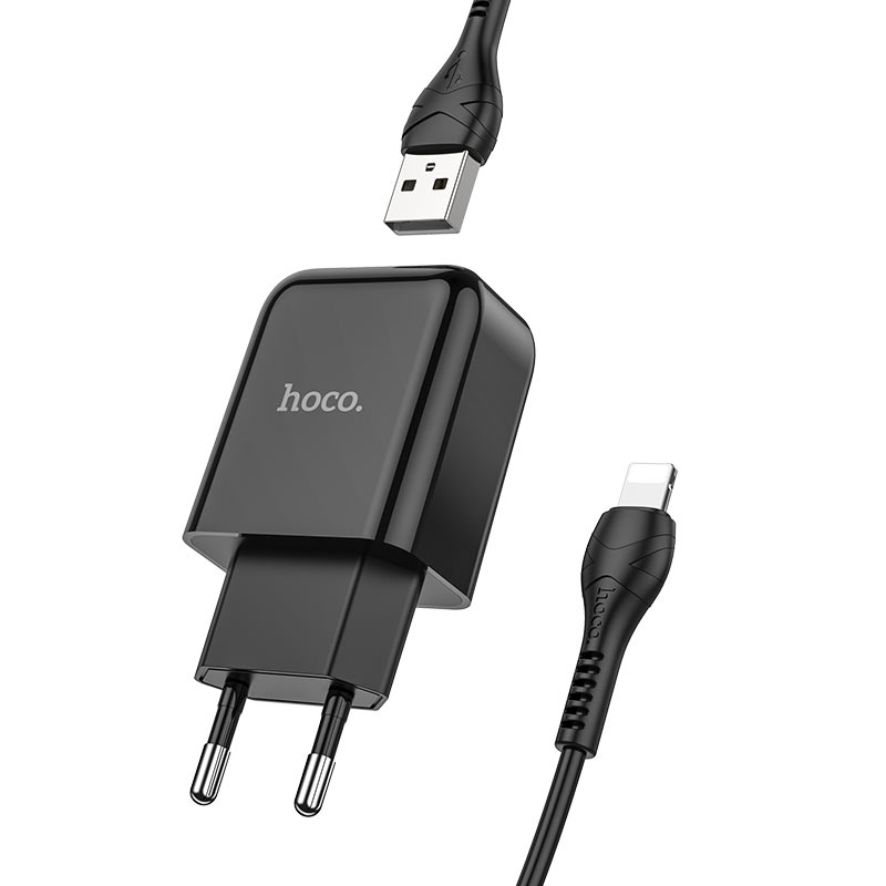 Hoco charger USB + cable Lightning 2.1A black N2
