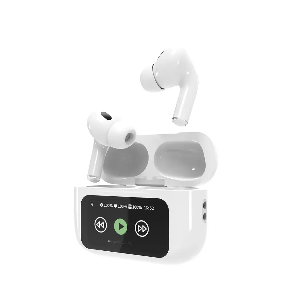 Gembird Earphones With Noise Cancelling and Display White TWS-LCD-AN01-W
