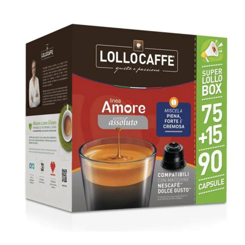 Lollo Box Coffee in Capsules Compatibile With "Nescaffè Dolce Gusto" Absolute Taste 90 Pcs