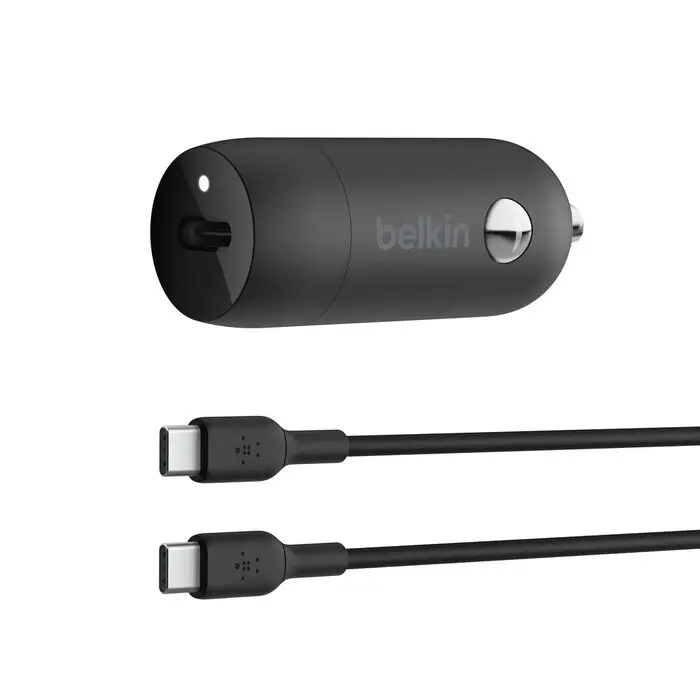 Belkin Charger for Auto USB-C 30W + Cable Type-C To Type-C (1m) Black CCA004BT1MBK-B6