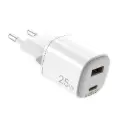 Celly Caricabatterie 25W 2 Porte (USB + USB-C) GaN White UPTC1USB1USBC25