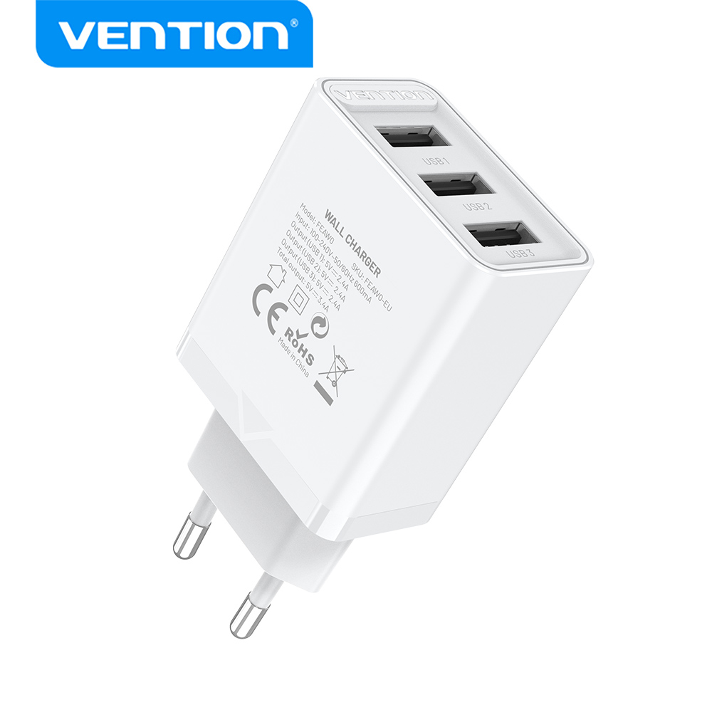 Vention Charger 17W 3 ports (USB) white FEAW0-EU