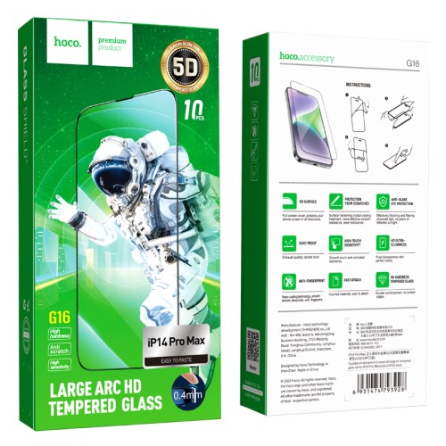 Hoco Tempered Glass iPhone 14 Pro fullscreen 5D G16