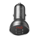 Baseus Caricabatterie per Auto 2 Porte (2 USB) 24W Digital Display Dual 4.8A Black CCBX-0G