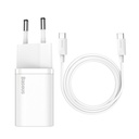 Baseus Charger USB-C 25W + Cavo Type-C to Type-C (1m) White TZCCSUP-L02