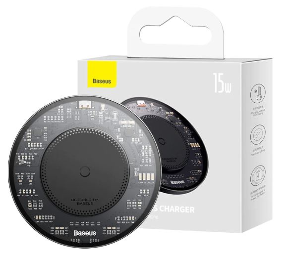 Baseus Caricabatterie Wireless 15W Simple 2 + Cavo Type-C To Type-C Cluster Black CCJJ050001