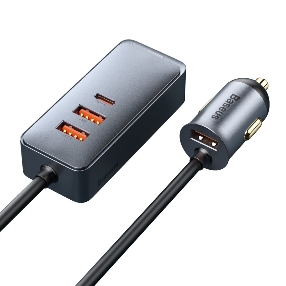 Baseus Charger for Auto 120W 4 Ports (3 USB+USB-C) Share Together Grey CCBT-B0G