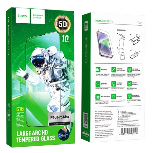 [6942007635882] Hoco Tempered Glass iPhone 16 Pro Max Fullscreen G16