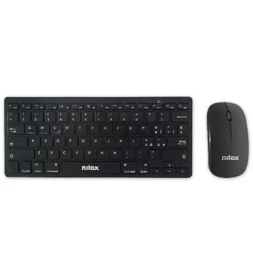 [8054320847595] Nilox Kit Tastiera e Mouse Wireless Slim Black NXKMMB00001
