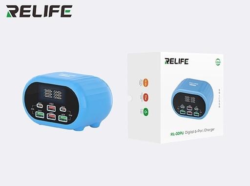 [6941590211206] Relife Caricabatterie Intelligente 6 Porte (4 USB 2 USB-C) 72W Blue RL-309U