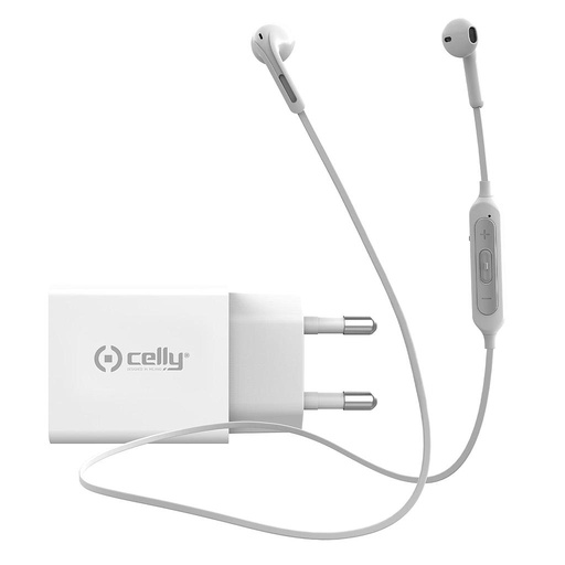 [8021735762775] Charger USB-C Celly NEWGENKITWH 18W power delivery + earphone True Wireless