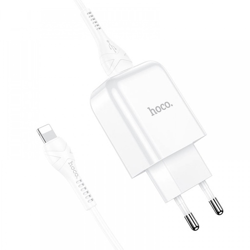 [6931474746122] Hoco USB charger 2.1A + Lightning white cable N2