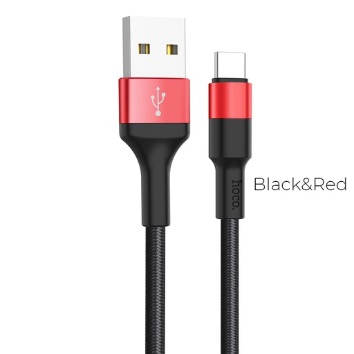 [6957531080251] Hoco data cable Type-C 1mt nylon black red X26