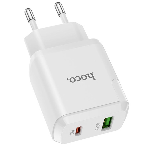 [6931474738905] Hoco charger USB 20W 2x ports (USB + USB-C) white N5