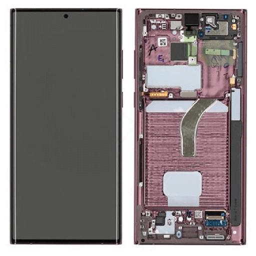 [15628] Samsung Display LCD S22 Ultra 5G SM-S908B Burgundy GH82-27489B GH82-27488B