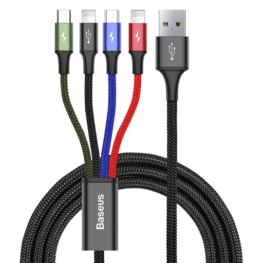 [6953156278486] Baseus Cavo Dati 4 in 1 Micro USB, Type-C, 2x Lightning 1.2mt black CA1T4-A01