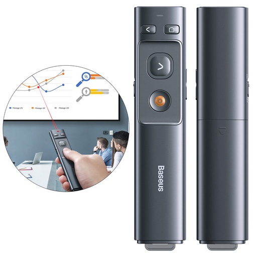 [6953156220836] Baseus PC infrared remote control with laser pointer gray ACFYB-0G