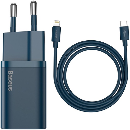 [6953156230071] Baseus caricabatteria USB-C 20W con cavo Type-C a Lightning super-si QC 1mt blue TZCCSUP-B03