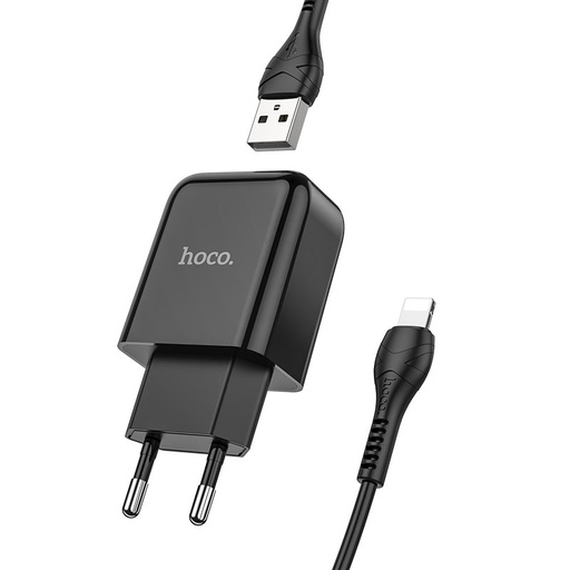 [6931474746115] Hoco Caricabatterie USB + cable Lightning 2.1A black N2