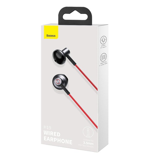 [6953156203907] Baseus earphones jack 3.5 mm H19 encok wired red NGH19-09